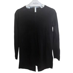 COS Wool Silk Button Back Top Black XS Minimalist Long Sleeve Workwear